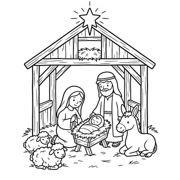 Baby Jesus in the manger coloring page for kids