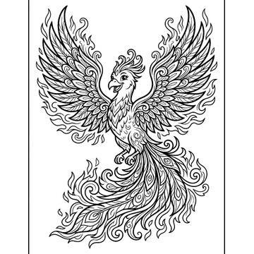 Friendly phoenix coloring page for kids