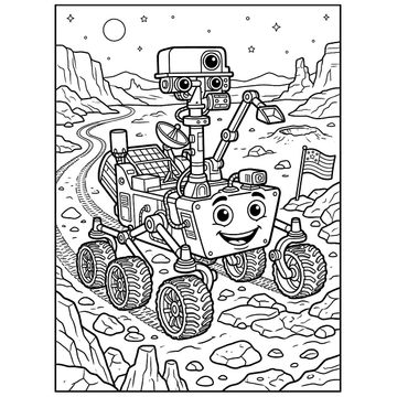 Rover on Mars coloring page for kids